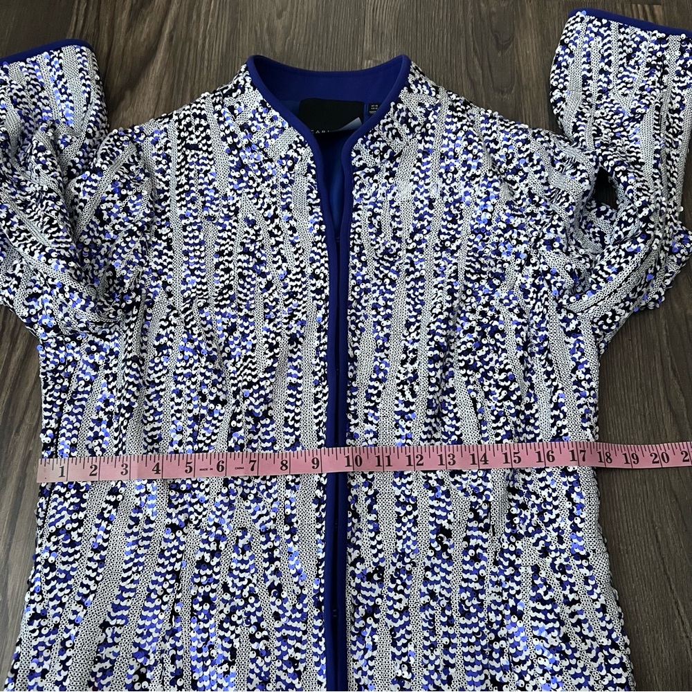 Carlisle Bluish Purple Sequin Evening Blazer Jacket - Picture 9 of 15